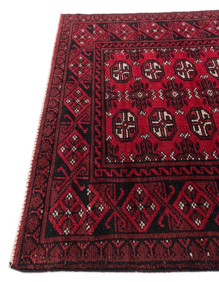 Detail image of  2' 7 x 18' 8  Hand Knotted Afghan Akhche Wool Runner Rug