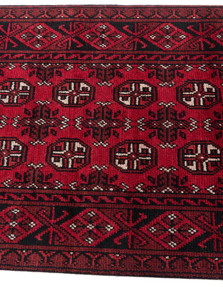 Detail image of  2' 7 x 18' 8  Hand Knotted Afghan Akhche Wool Runner Rug
