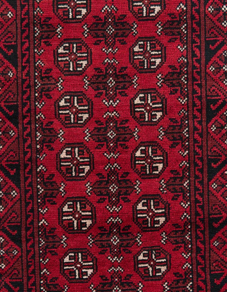Detail image of  2' 7 x 18' 8  Hand Knotted Afghan Akhche Wool Runner Rug