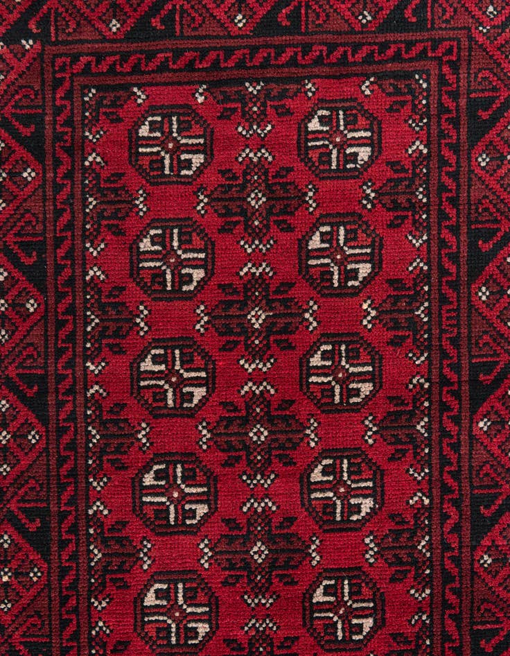 Detail image of  2' 7 x 18' 8  Hand Knotted Afghan Akhche Wool Runner Rug