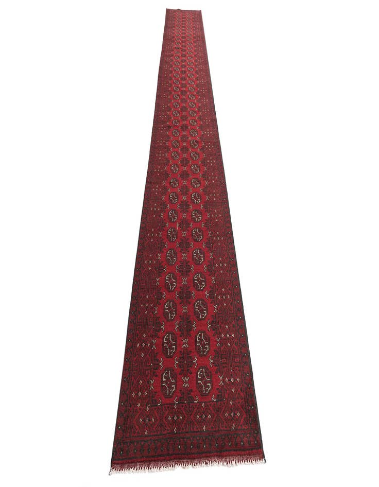 Detail image of  2' 7 x 19'  Hand Knotted Afghan Akhche Wool Runner Rug