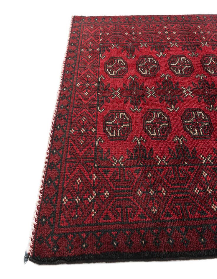 Detail image of  2' 7 x 19'  Hand Knotted Afghan Akhche Wool Runner Rug