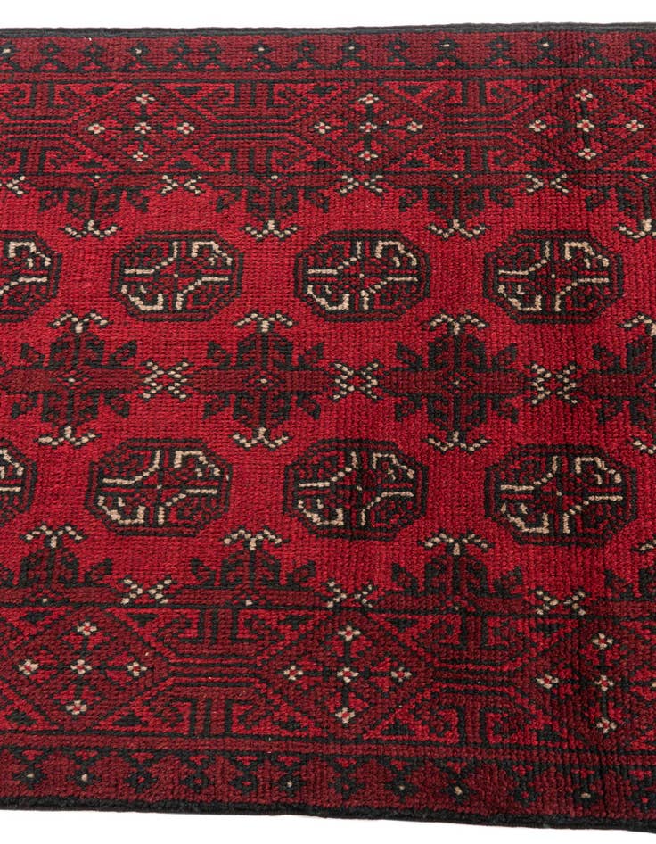 Detail image of  2' 7 x 19'  Hand Knotted Afghan Akhche Wool Runner Rug