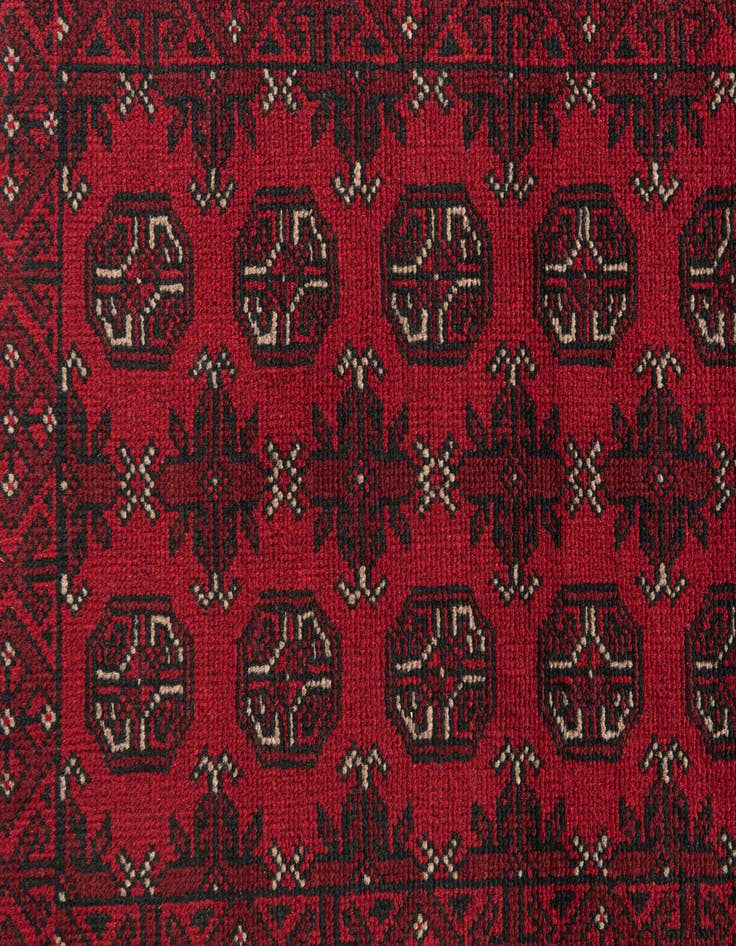 Detail image of  2' 7 x 19'  Hand Knotted Afghan Akhche Wool Runner Rug