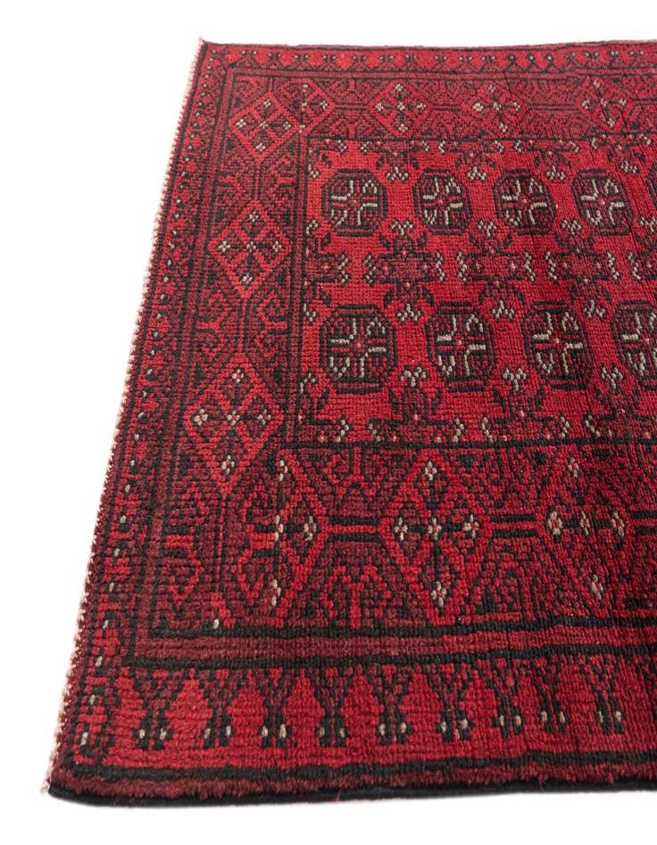 Detail image of  2' 7 x 18' 9  Hand Knotted Afghan Akhche Wool Runner Rug