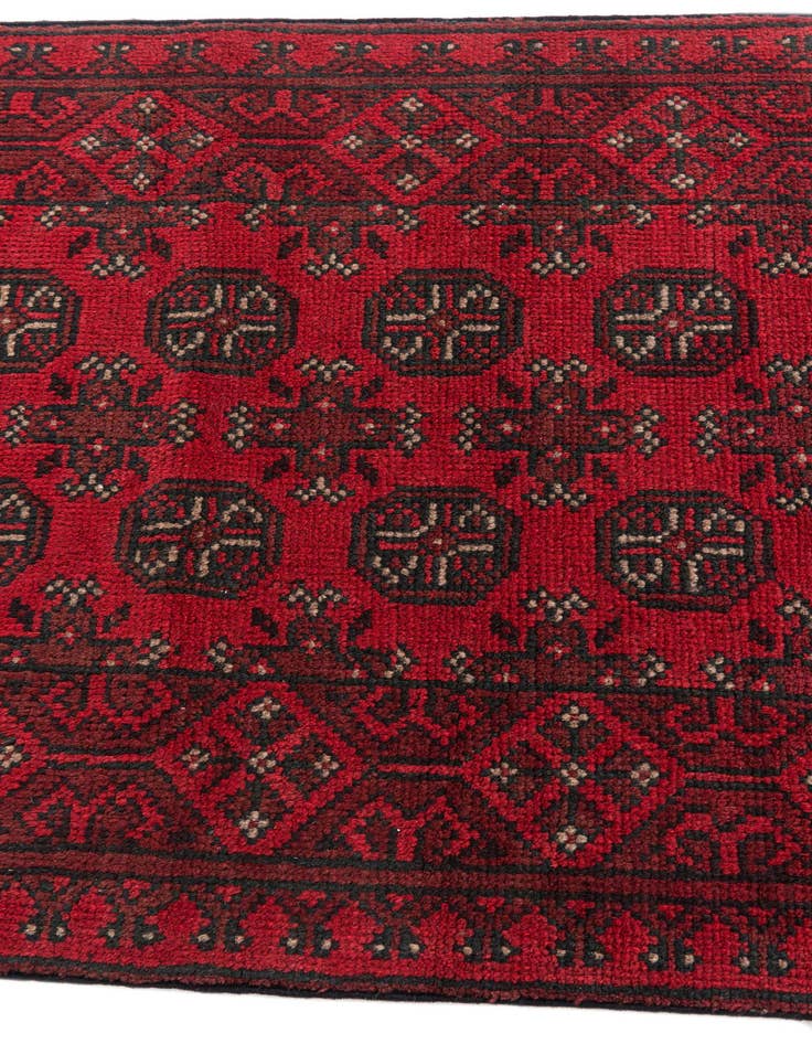 Detail image of  2' 7 x 18' 9  Hand Knotted Afghan Akhche Wool Runner Rug