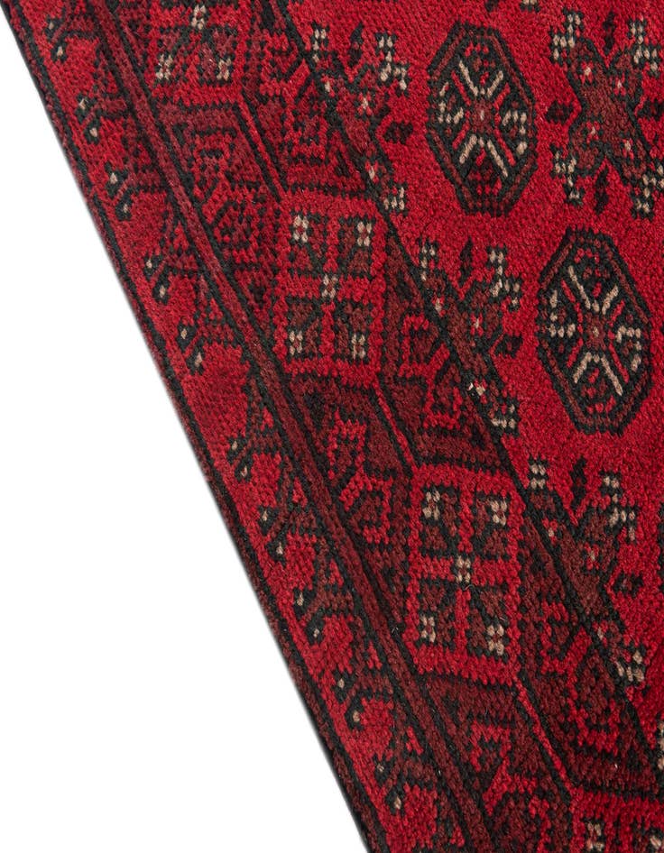 Detail image of  2' 7 x 18' 9  Hand Knotted Afghan Akhche Wool Runner Rug