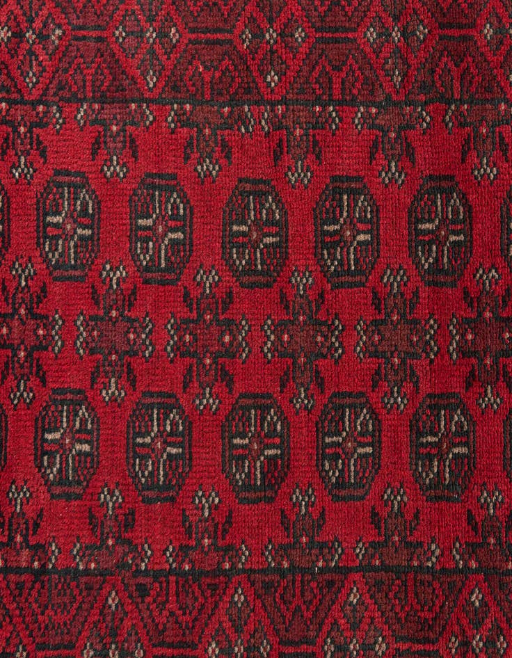 Detail image of  2' 7 x 18' 9  Hand Knotted Afghan Akhche Wool Runner Rug