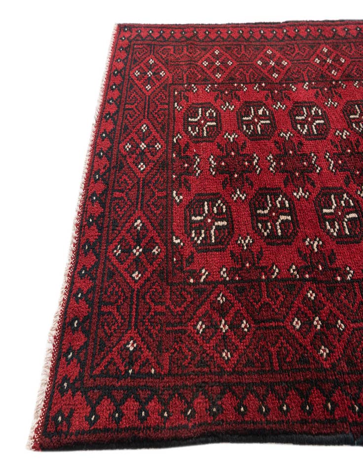 Detail image of  2' 7 x 18' 10  Hand Knotted Afghan Akhche Wool Runner Rug