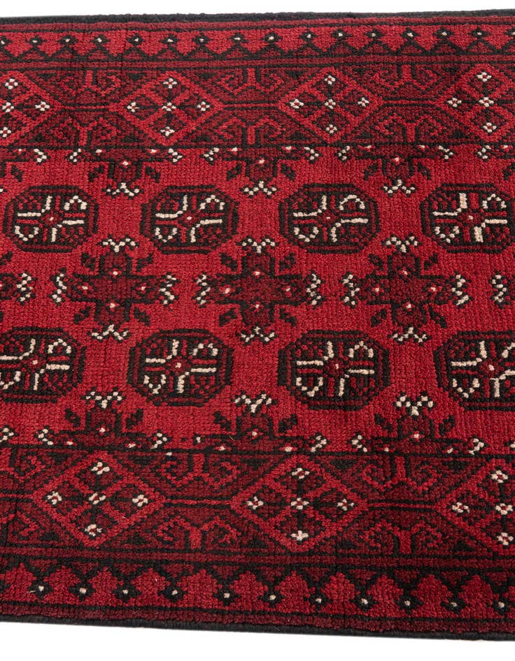 Detail image of  2' 7 x 18' 10  Hand Knotted Afghan Akhche Wool Runner Rug