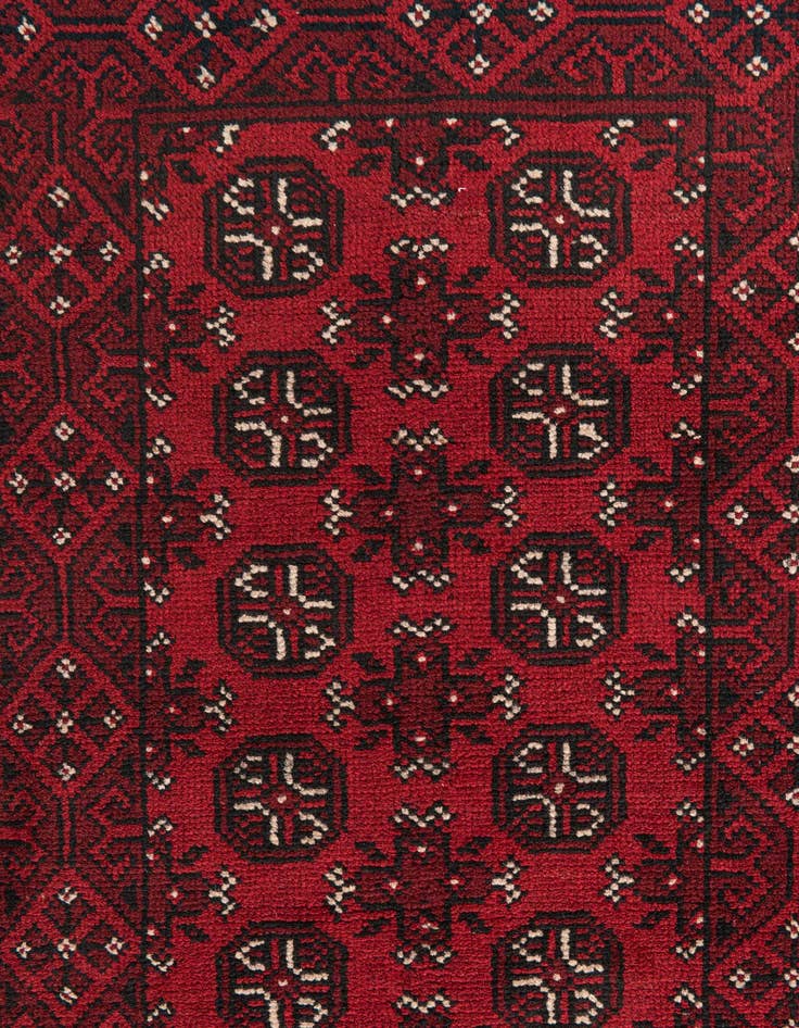 Detail image of  2' 7 x 18' 10  Hand Knotted Afghan Akhche Wool Runner Rug