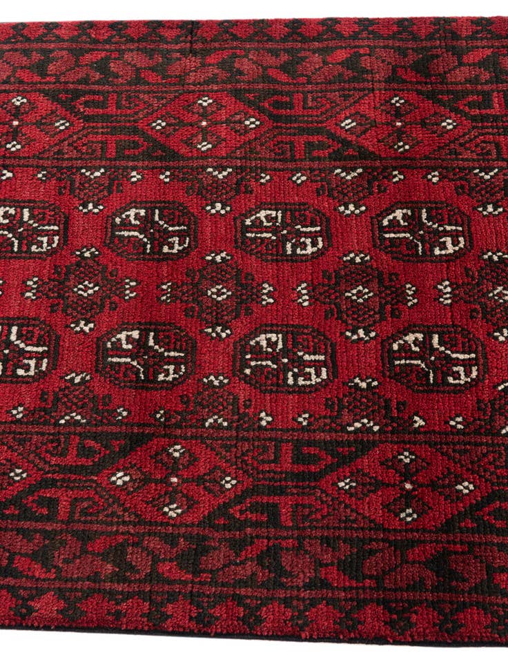 Detail image of  2' 7 x 19'  Hand Knotted Afghan Akhche Wool Runner Rug