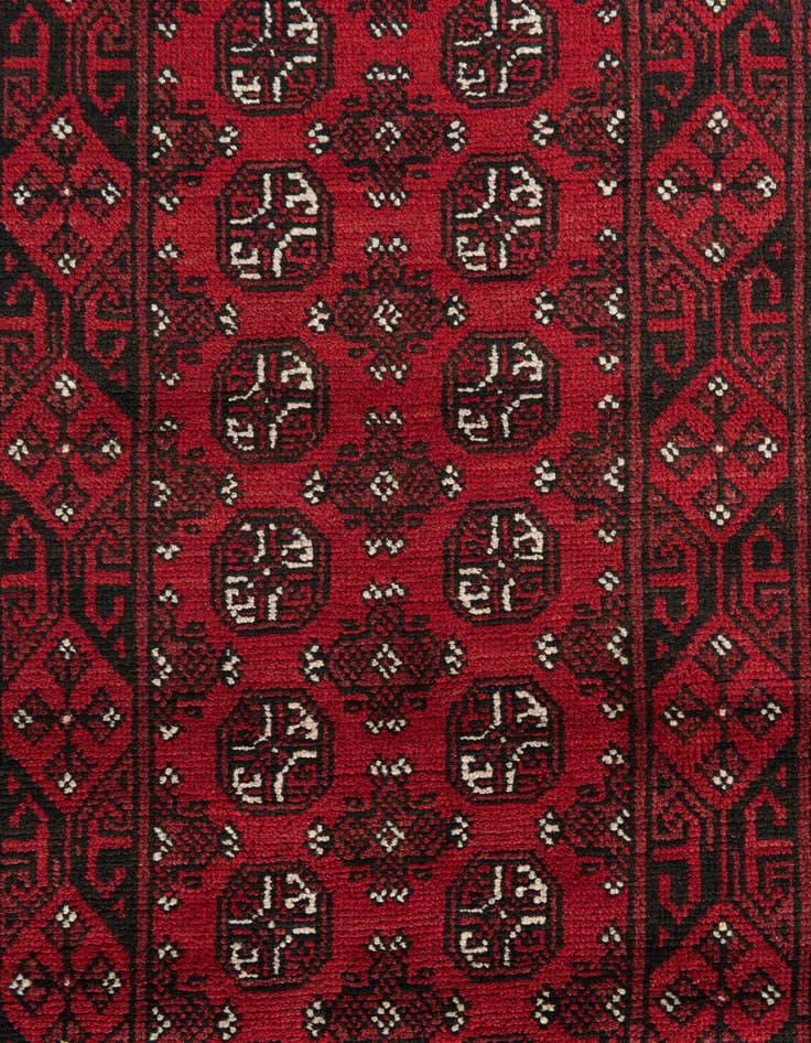 Detail image of  2' 7 x 19'  Hand Knotted Afghan Akhche Wool Runner Rug