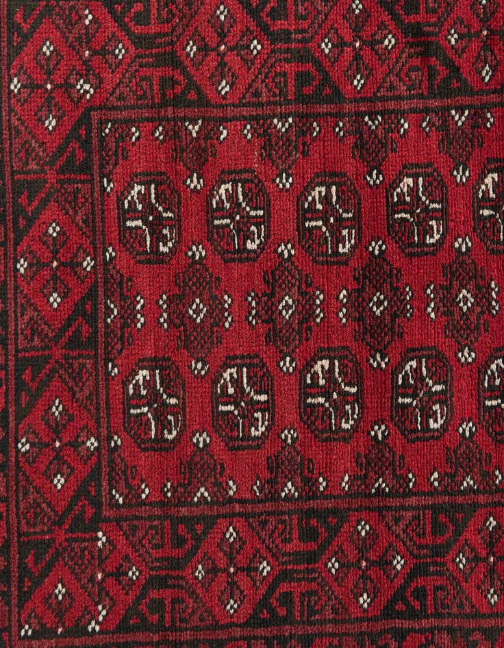 Detail image of  2' 7 x 19'  Hand Knotted Afghan Akhche Wool Runner Rug