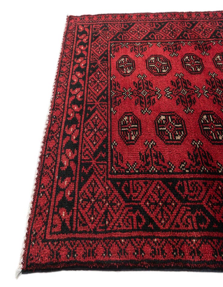 Detail image of  2' 7 x 19'  Hand Knotted Afghan Akhche Wool Runner Rug
