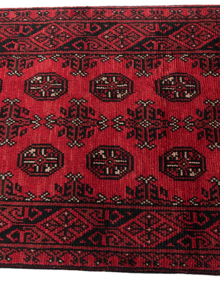 Detail image of  2' 7 x 19'  Hand Knotted Afghan Akhche Wool Runner Rug