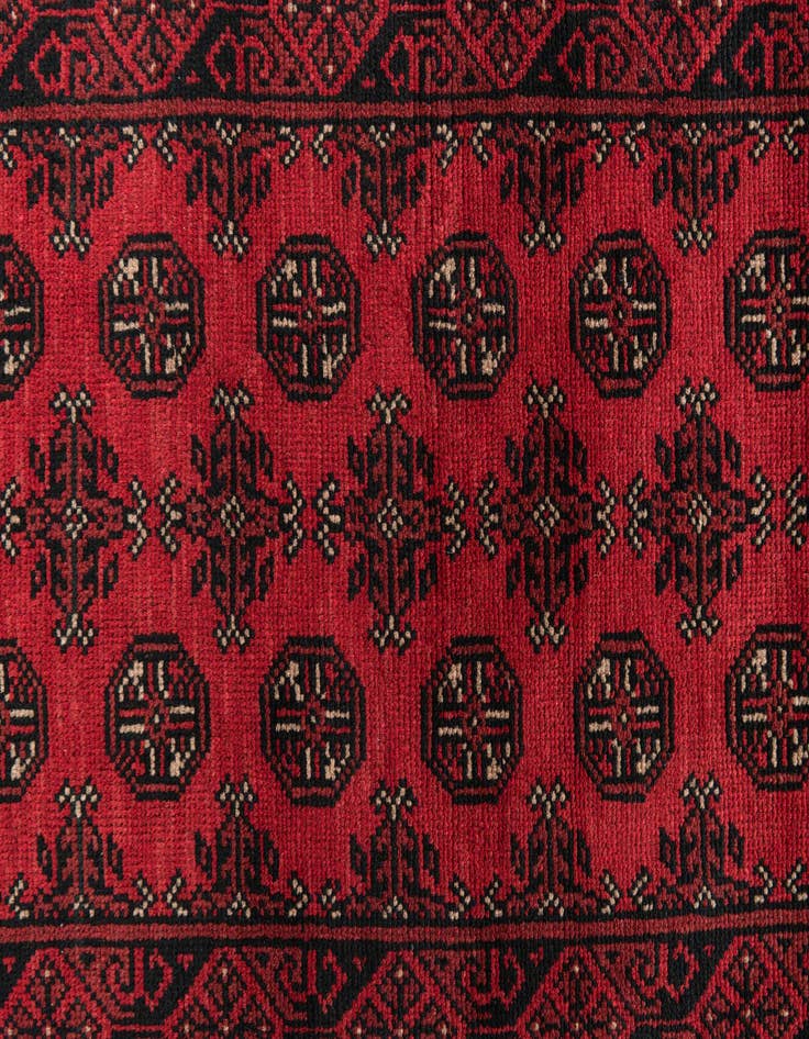 Detail image of  2' 7 x 19'  Hand Knotted Afghan Akhche Wool Runner Rug