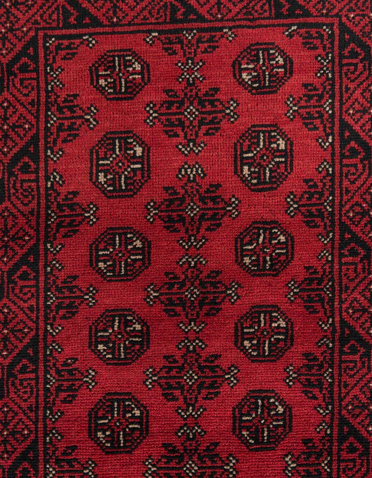 Detail image of  2' 7 x 19'  Hand Knotted Afghan Akhche Wool Runner Rug