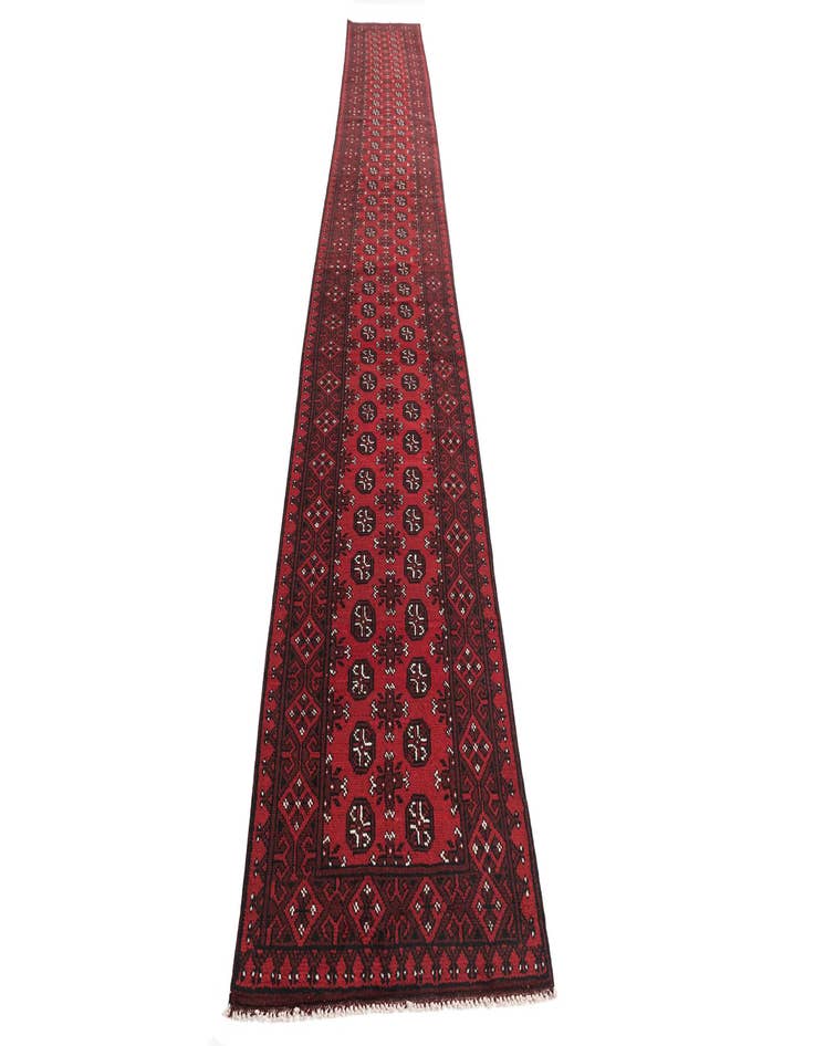 Detail image of  2' 7 x 18' 7  Hand Knotted Afghan Akhche Wool Runner Rug