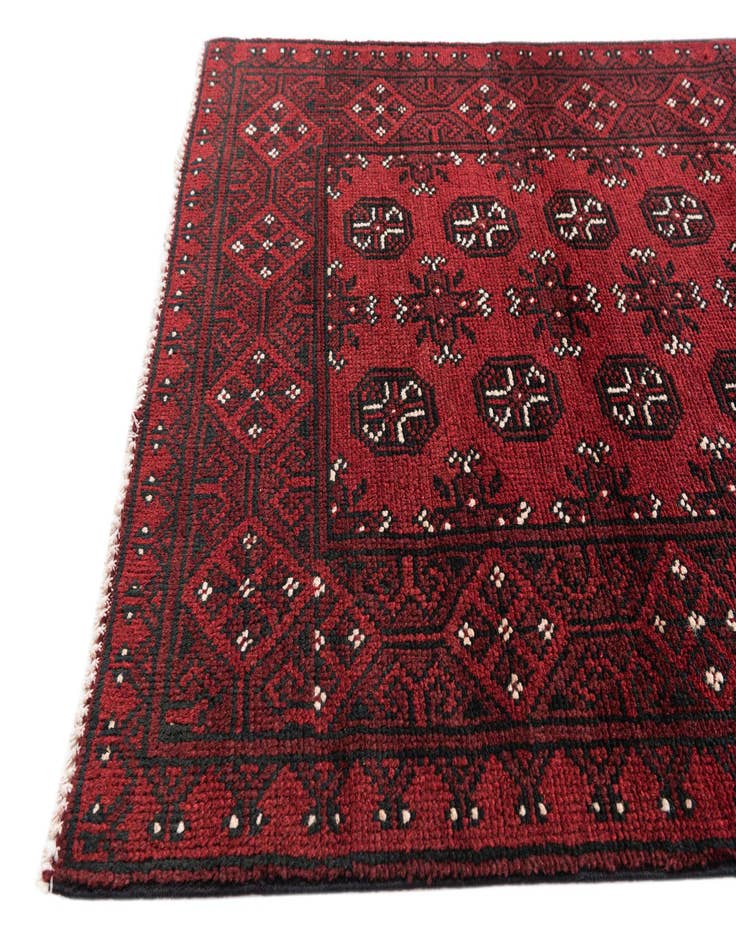 Detail image of  2' 7 x 18' 7  Hand Knotted Afghan Akhche Wool Runner Rug