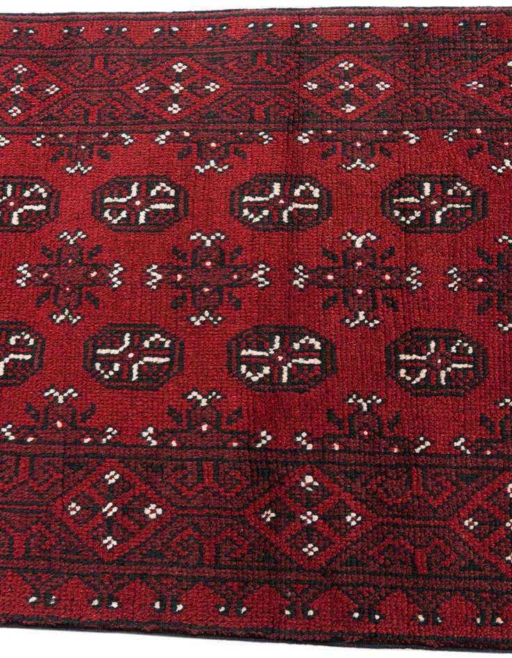 Detail image of  2' 7 x 18' 7  Hand Knotted Afghan Akhche Wool Runner Rug