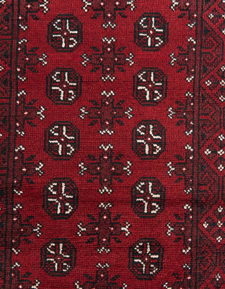 Detail image of  2' 7 x 18' 7  Hand Knotted Afghan Akhche Wool Runner Rug