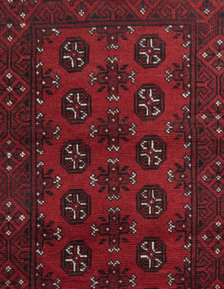 Detail image of  2' 7 x 18' 7  Hand Knotted Afghan Akhche Wool Runner Rug