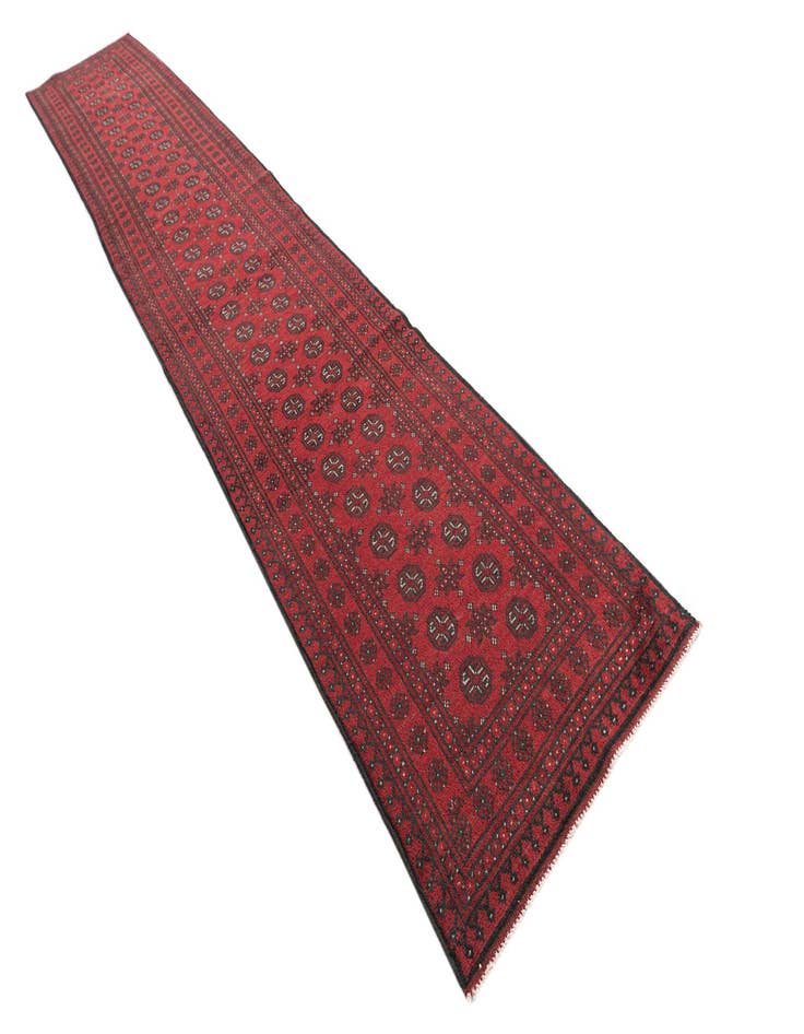 Detail image of  2' 8 x 16' 2  Hand Knotted Afghan Akhche Wool Runner Rug