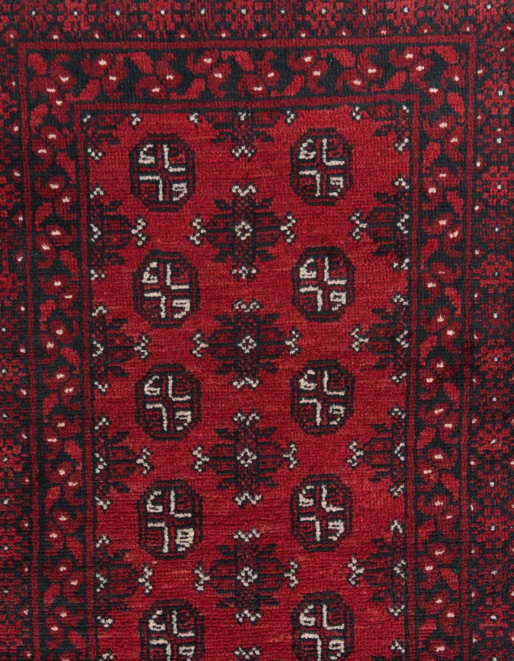 Detail image of 2' 8 x 15' 9 Hand Knotted Afghan Akhche Wool Runner Rug