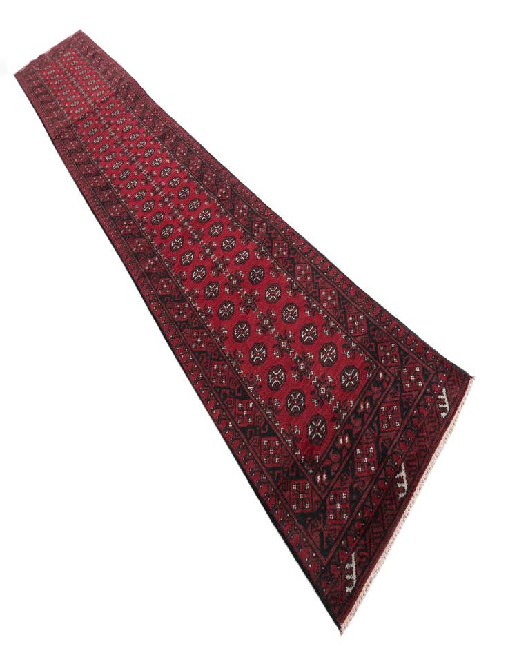 Detail image of  2' 7 x 15' 10  Hand Knotted Afghan Akhche Wool Runner Rug