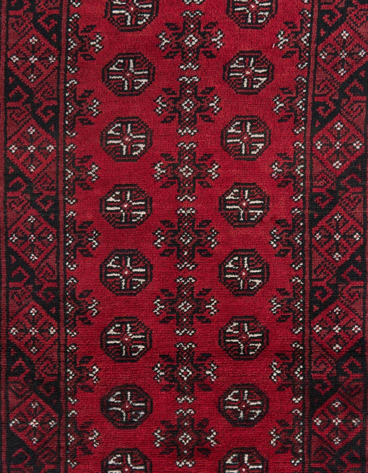 Detail image of  2' 7 x 15' 10  Hand Knotted Afghan Akhche Wool Runner Rug