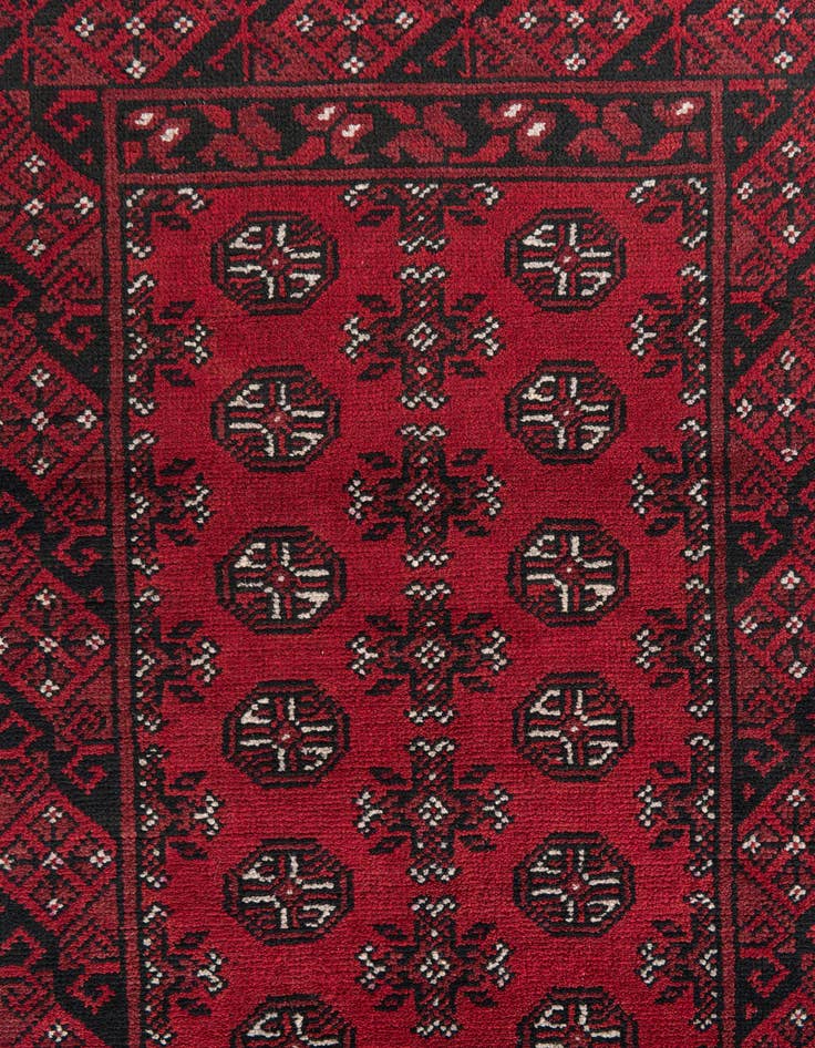 Detail image of  2' 7 x 15' 10  Hand Knotted Afghan Akhche Wool Runner Rug