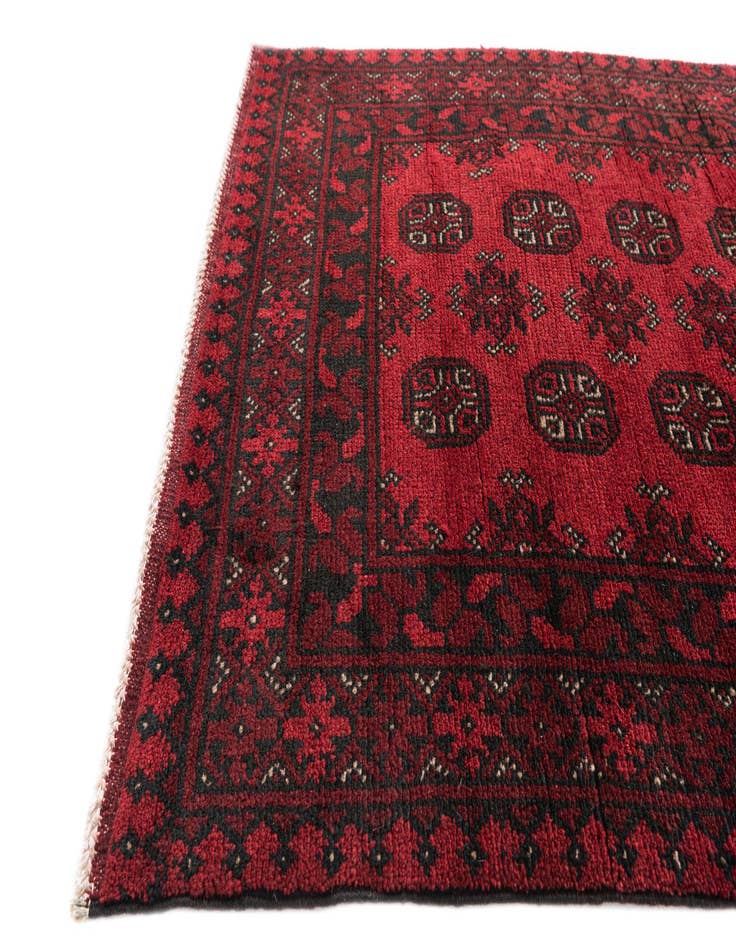 Detail image of  2' 8 x 18' 10  Hand Knotted Afghan Akhche Wool Runner Rug