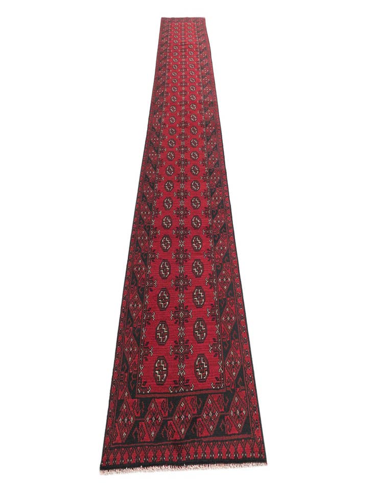 Detail image of 2' 8 x 15' 9 Hand Knotted Afghan Akhche Wool Runner Rug