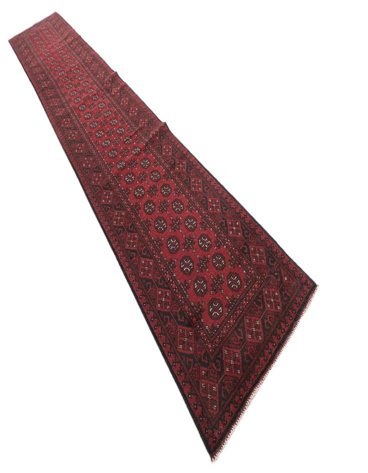 Detail image of  2' 8 x 16' 2  Hand Knotted Afghan Akhche Wool Runner Rug