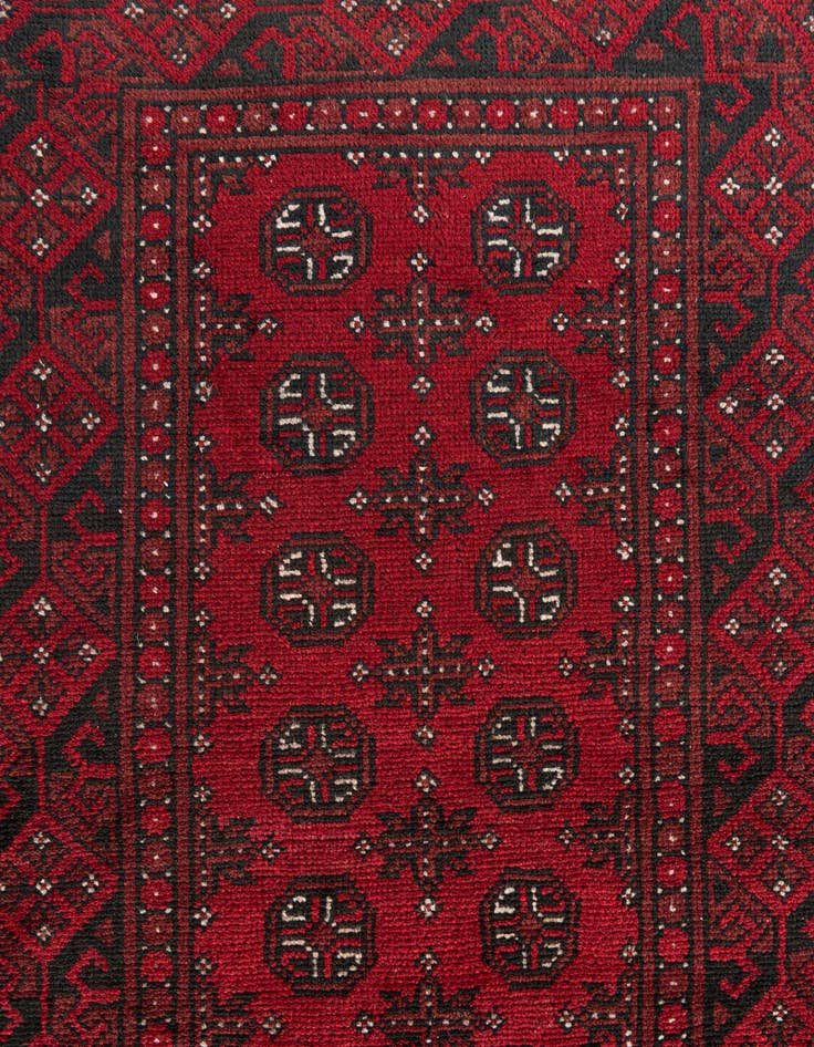 Detail image of  2' 8 x 16' 2  Hand Knotted Afghan Akhche Wool Runner Rug