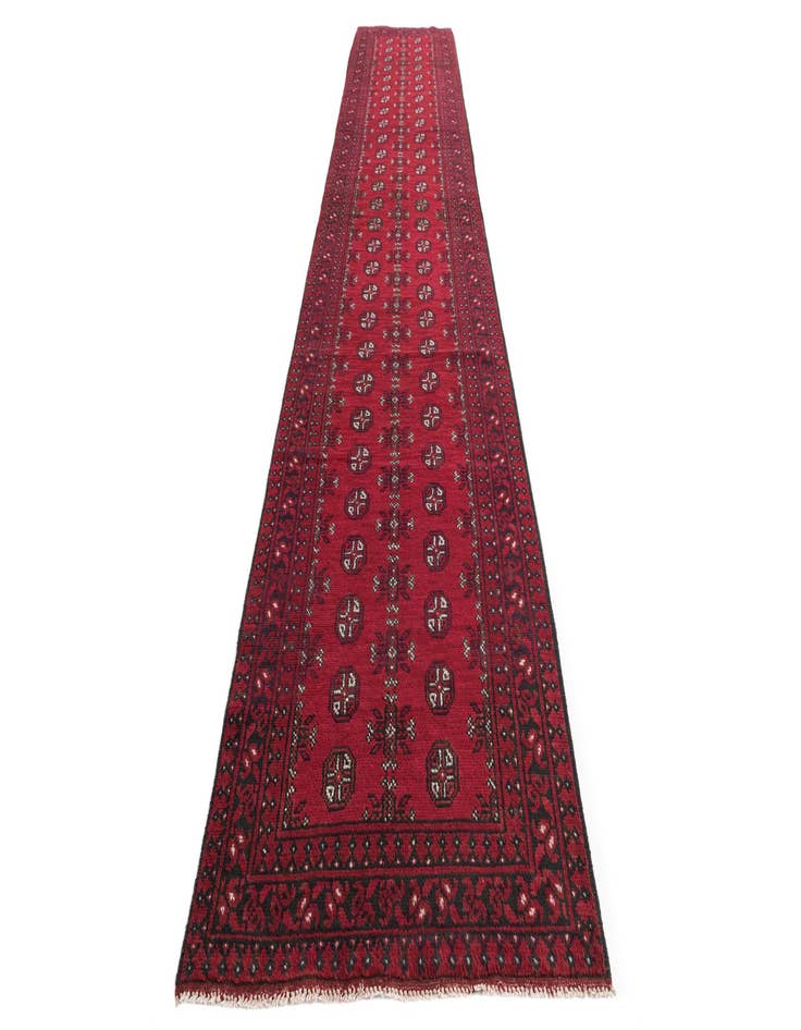 Detail image of  2' 8 x 16'  Hand Knotted Afghan Akhche Wool Runner Rug