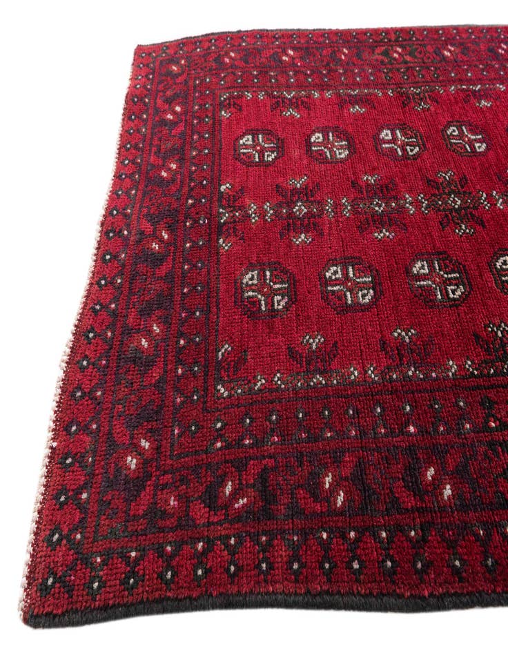 Detail image of  2' 8 x 16'  Hand Knotted Afghan Akhche Wool Runner Rug