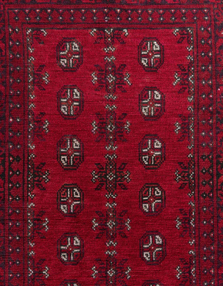 Detail image of  2' 8 x 16'  Hand Knotted Afghan Akhche Wool Runner Rug