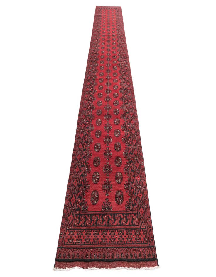 Detail image of  2' 8 x 15' 7  Hand Knotted Afghan Akhche Wool Runner Rug