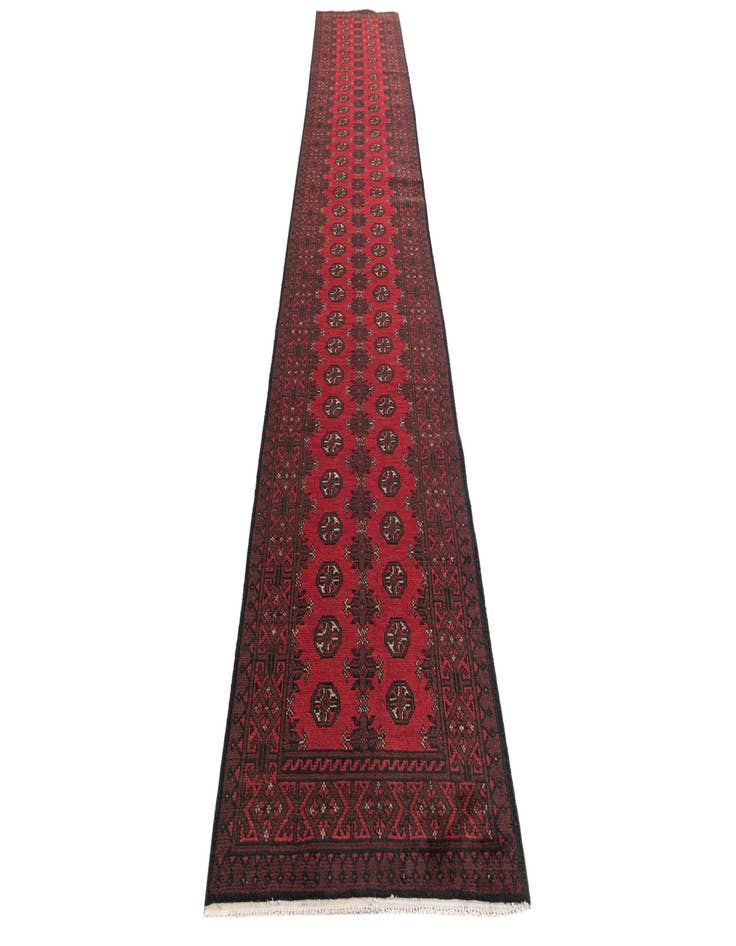 Detail image of  2' 8 x 15' 9  Hand Knotted Afghan Akhche Wool Runner Rug