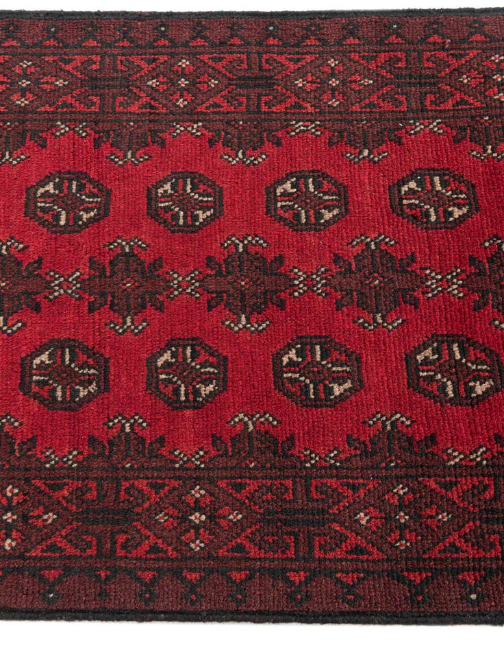 Detail image of  2' 8 x 15' 9  Hand Knotted Afghan Akhche Wool Runner Rug