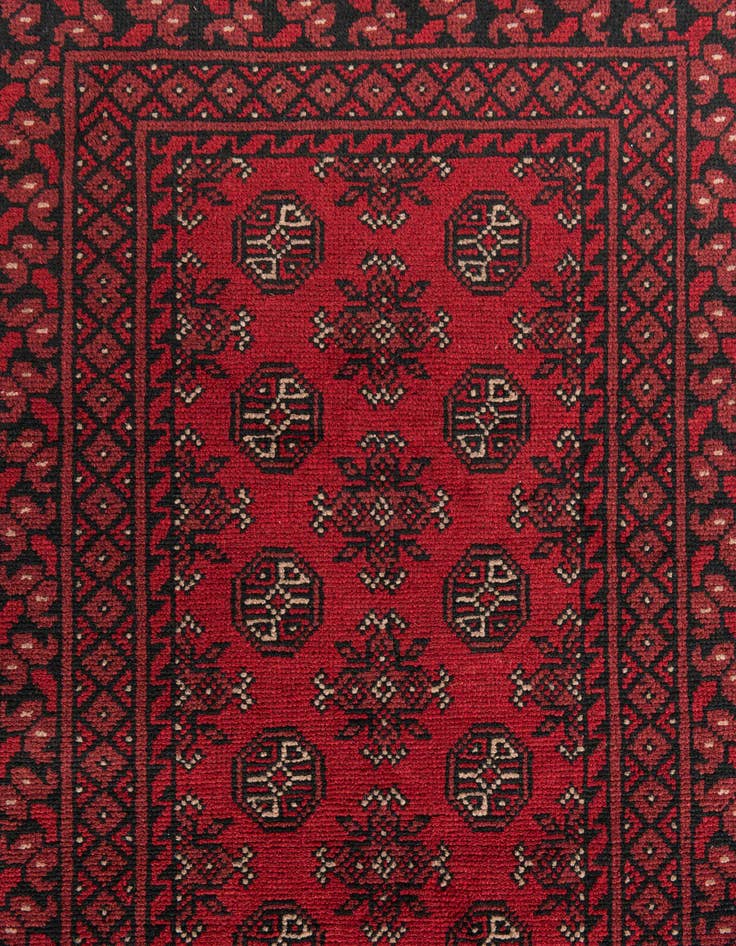 Detail image of  2' 9 x 15' 7  Hand Knotted Afghan Akhche Wool Runner Rug