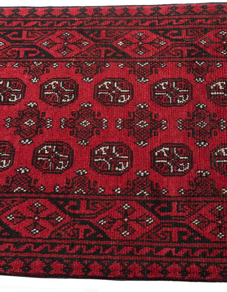 Detail image of 2' 7 x 18' 10 Hand Knotted Afghan Akhche Wool Runner Rug