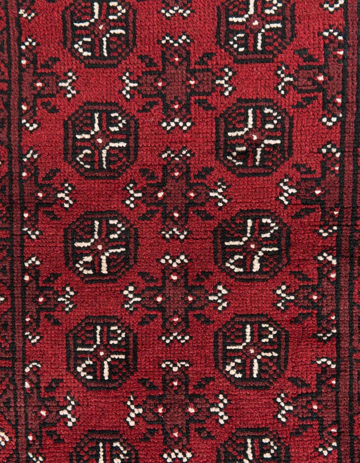 Detail image of  2' 6 x 18' 8  Hand Knotted Afghan Akhche Wool Runner Rug