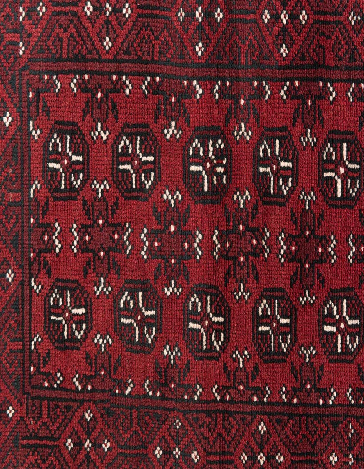 Detail image of  2' 6 x 18' 8  Hand Knotted Afghan Akhche Wool Runner Rug