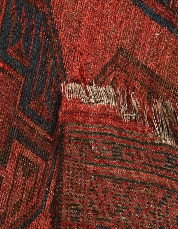 Detail image of  3' 8 x 7' 4  Hand Knotted Afghan Akhche Wool Runner Rug