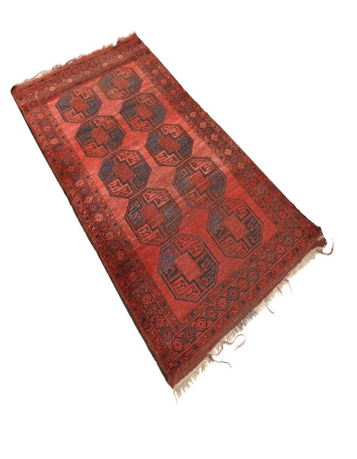 Detail image of  3' 8 x 7' 4  Hand Knotted Afghan Akhche Wool Runner Rug