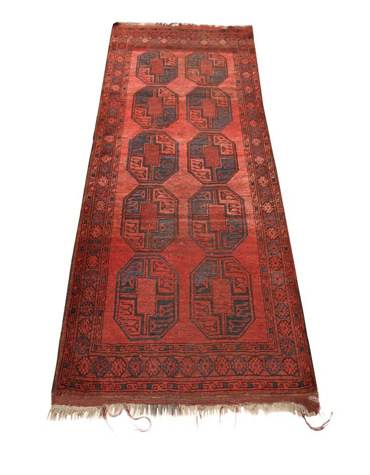 Detail image of  3' 8 x 7' 4  Hand Knotted Afghan Akhche Wool Runner Rug