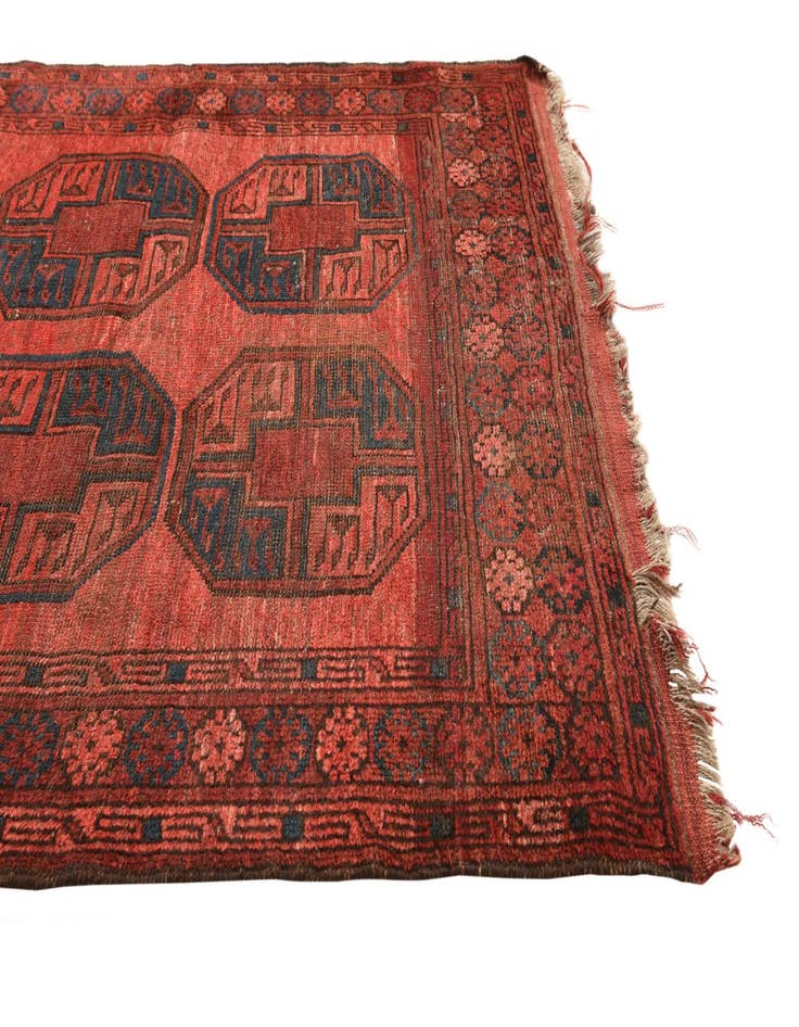 Detail image of  3' 8 x 7' 4  Hand Knotted Afghan Akhche Wool Runner Rug